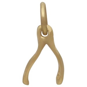 Gold Charms - Small Wishbone with 14K Gold Plate 13x6mm