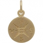 14K Shiny Gold Plated Sterling Silver Compass Charm 16x10mm