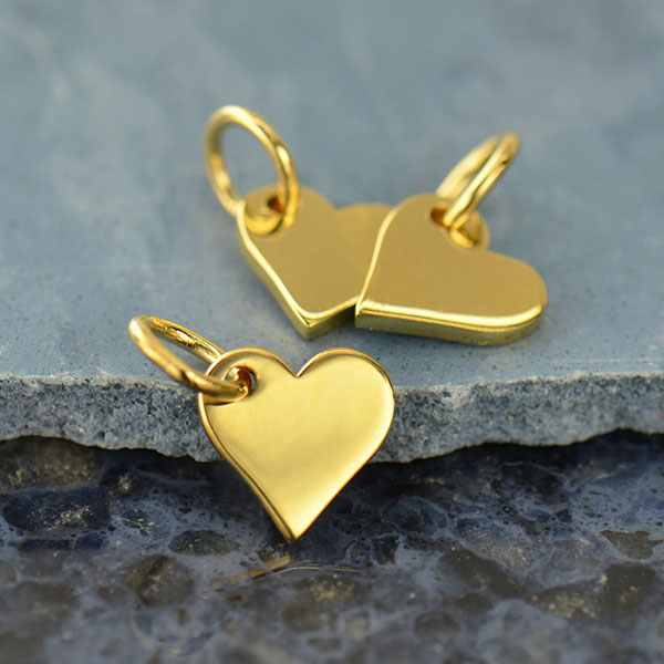 Gold Charms - Small Heart Dangle with 14K Gold Plate