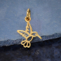 14K Shiny Gold Plated Hummingbird Charm 16x10mm