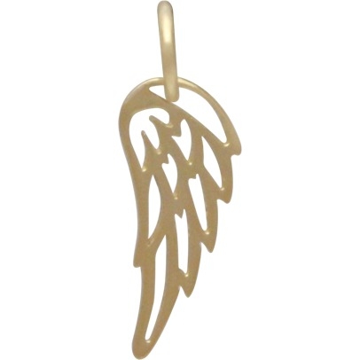 Gold Charms - Tiny Wing with 14K Gold Plate 18x6mm