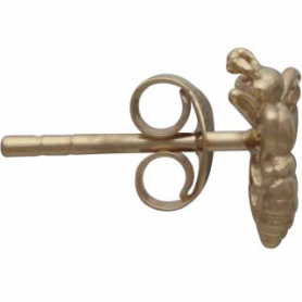 14K Shiny Gold Plated Bee Post Earring 9x11mm