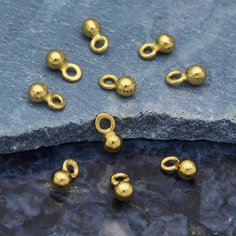 14K Shiny Gold Plated Tiny Round Dangle Charm 4x2mm