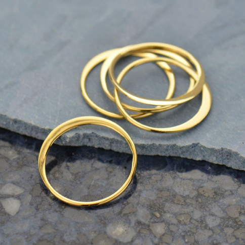 14K Gold Plate Half Hammered Circle Jewelry Link 15mm