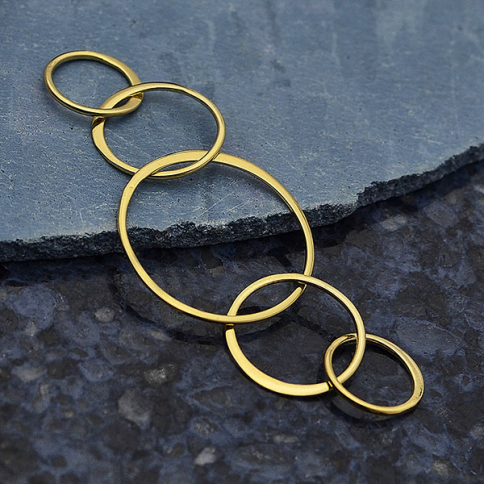 14K Shiny Gold Plated Five Circles of Life Link 18x55mm