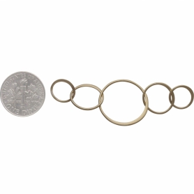 14K Shiny Gold Plated Five Circles of Life Link 18x55mm