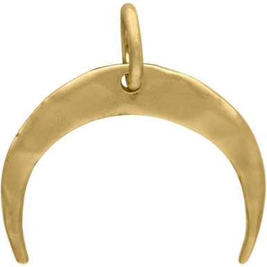 14K Shiny Gold Plated Hammered Crescent Moon Charm 16x16mm