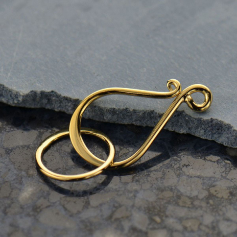 14K Shiny Gold Plated Flat Hook and Eye Clasp 25x11mm