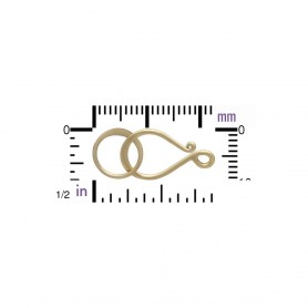 14K Shiny Gold Plated Flat Hook and Eye Clasp 25x11mm