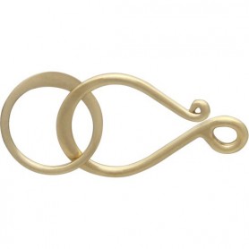 14K Shiny Gold Plated Flat Hook and Eye Clasp 25x11mm