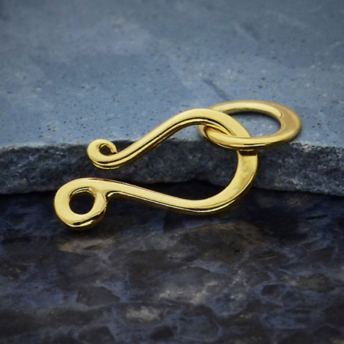 14K Shiny Gold Plated Flat Hook and Eye Clasp 16x6mm