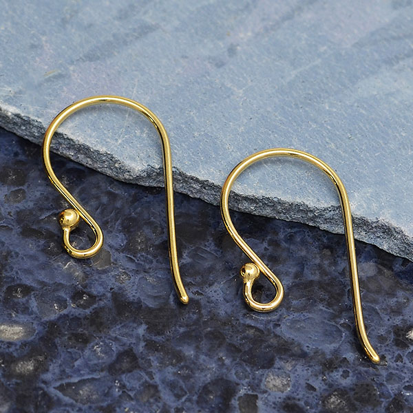 14K Gold Ear Wire Ball on tip Wire Hook, Jewelry Making, Earring