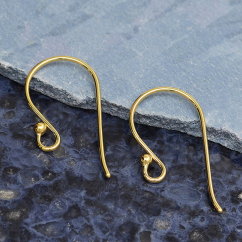14K Shiny Gold Plated Large Simple Ear Hook w Ball 23x12mm
