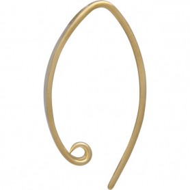 Gold Ear Wire - Long Hammered With 14K Gold Plate 27x4mm