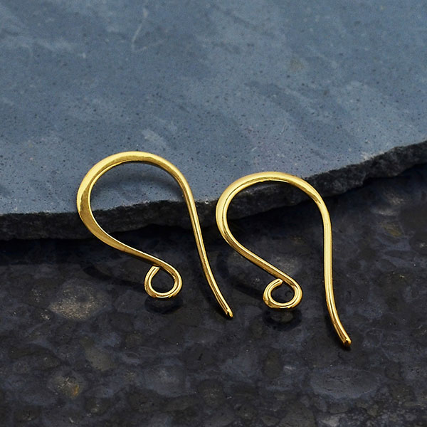 14K Shiny Gold Plated Simple Flat Ear Wire