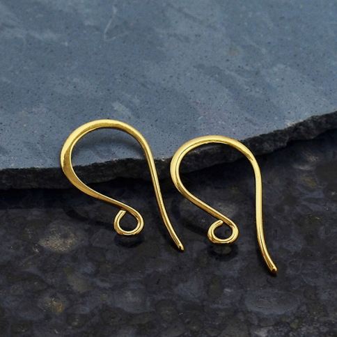 14K Shiny Gold Plated Simple Flat Ear Wire 20x10mm