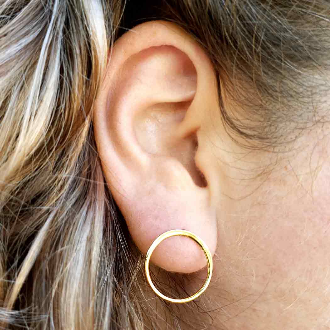 Open Circle Post Earring in 14K Shiny Gold Plate 18x18mm