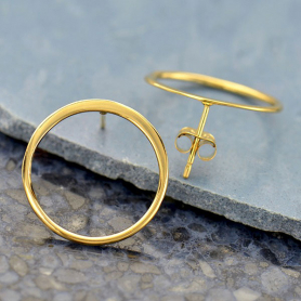 Open Circle Post Earring in 14K Shiny Gold Plate 18x18mm