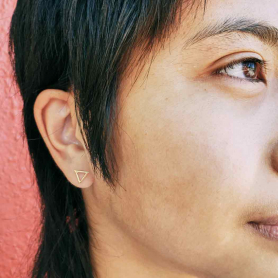 Open Triangle Post Earrings in 14K Shiny Gold Plate 7x9mm