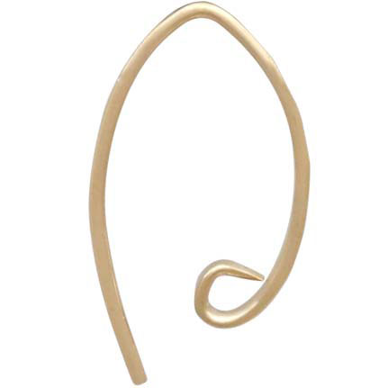 14K Gold Plated Hammered Ear Wire with Hidden Loop 18x3mm