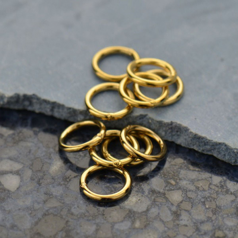 Gold Jump Rings - 7mm Closed in 14K Shiny Gold Plate