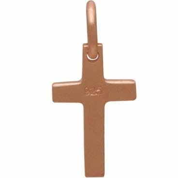 Rose Gold Charm - Cross with 18K Rose Gold Plate 15x7mm