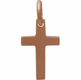 Rose Gold Charm - Cross with 18K Rose Gold Plate 15x7mm