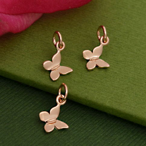 18K Rose Gold Plated Tiny Butterfly Charm 12x10mm