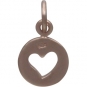 18K Rose Gold Plated Disc Charm with Heart Cutout 14x8mm