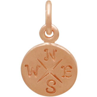  18K Rose Gold Plated Compass Charm 14x8mm