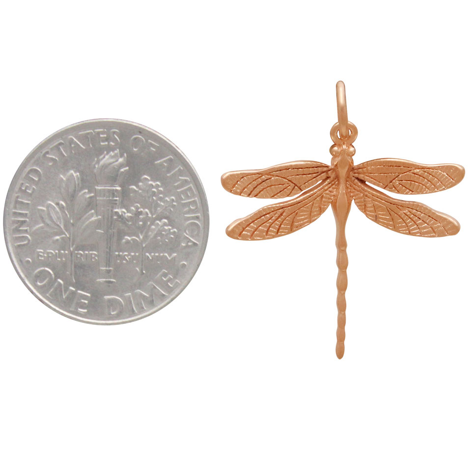 Rose Gold Plated Large Detailed Dragonfly Charm 24x20mm