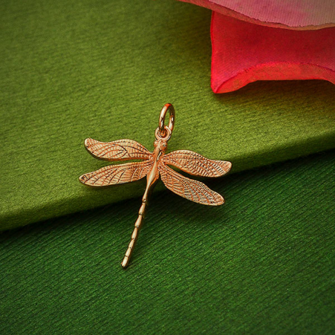 Rose Gold Plated Large Dragonfly Charm 24x20mm