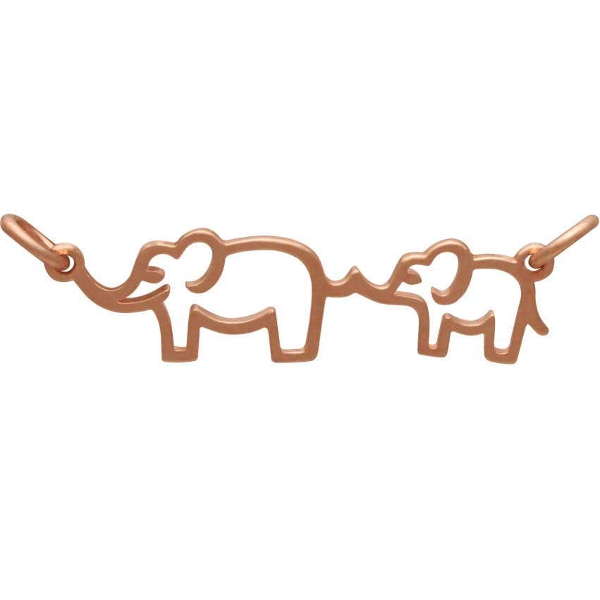 18K Rose Gold Plated Mama and Baby Elephant Festoon 12x30mm