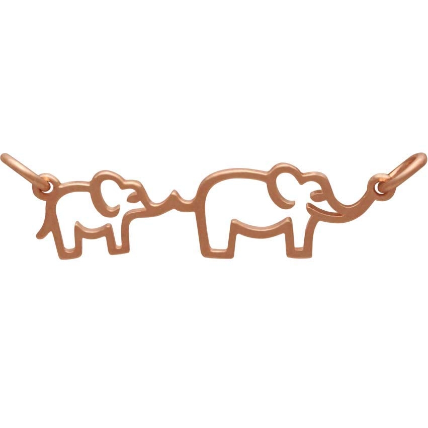 18K Rose Gold Plated Mama and Baby Elephant Festoon 12x30mm