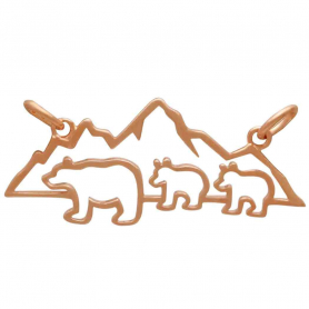 RoseGold Plated Mama and 2 Baby Bear Pendant Festoon 14x32mm