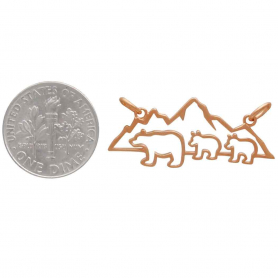 RoseGold Plated Mama and 2 Baby Bear Pendant Festoon 14x32mm