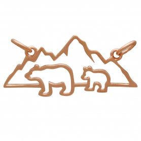 RoseGold Plated Mama and 1 Baby Bear Pendant Festoon 14x28mm