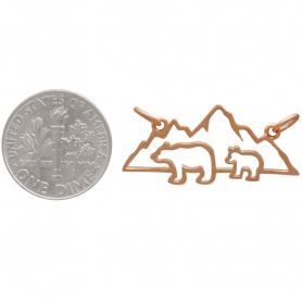 RoseGold Plated Mama and 1 Baby Bear Pendant Festoon 14x28mm