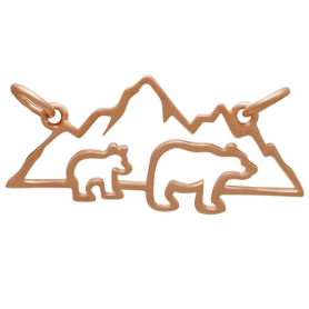 RoseGold Plated Mama and 1 Baby Bear Pendant Festoon 14x28mm