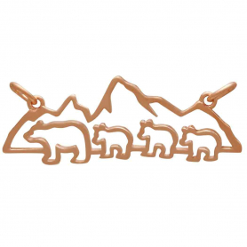 RoseGold Plated Mama and 3 Baby Bear Pendant Festoon 14x35mm