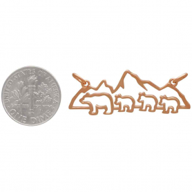 RoseGold Plated Mama and 3 Baby Bear Pendant Festoon 14x35mm