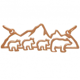 RoseGold Plated Mama and 3 Baby Bear Pendant Festoon 14x35mm