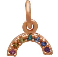Rose Gold Plated Rainbow Charm with Nano Gems 