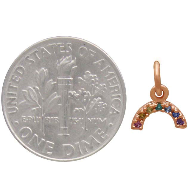 Rose Gold Plated Rainbow Charm with Nano Gems  DISCONTINUED