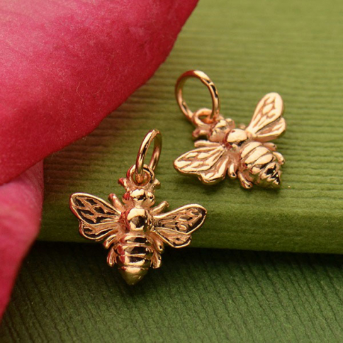 18K Rose Gold Plated Honey Bee Charm 14x12mm
