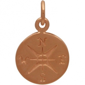 18K Rose Gold Plated Sterling Silver Compass Charm 16x10mm