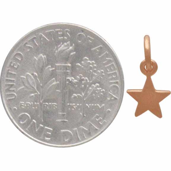 18K Rose Gold Plated Sterling Tiny Flat Star Charm 12x6mm