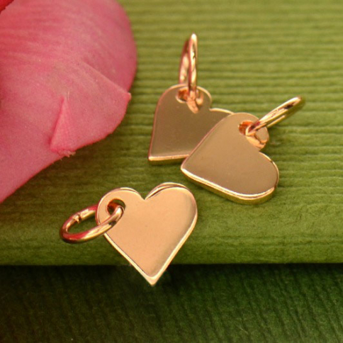  Product Details Rose Gold Charm - Small Heart with 18K Rose Gold Plate 10x7