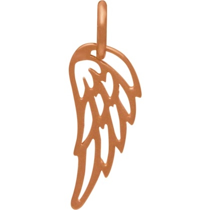Rose Gold Charm - Tiny Wing with 18K Rose Gold Plate 18x6mm