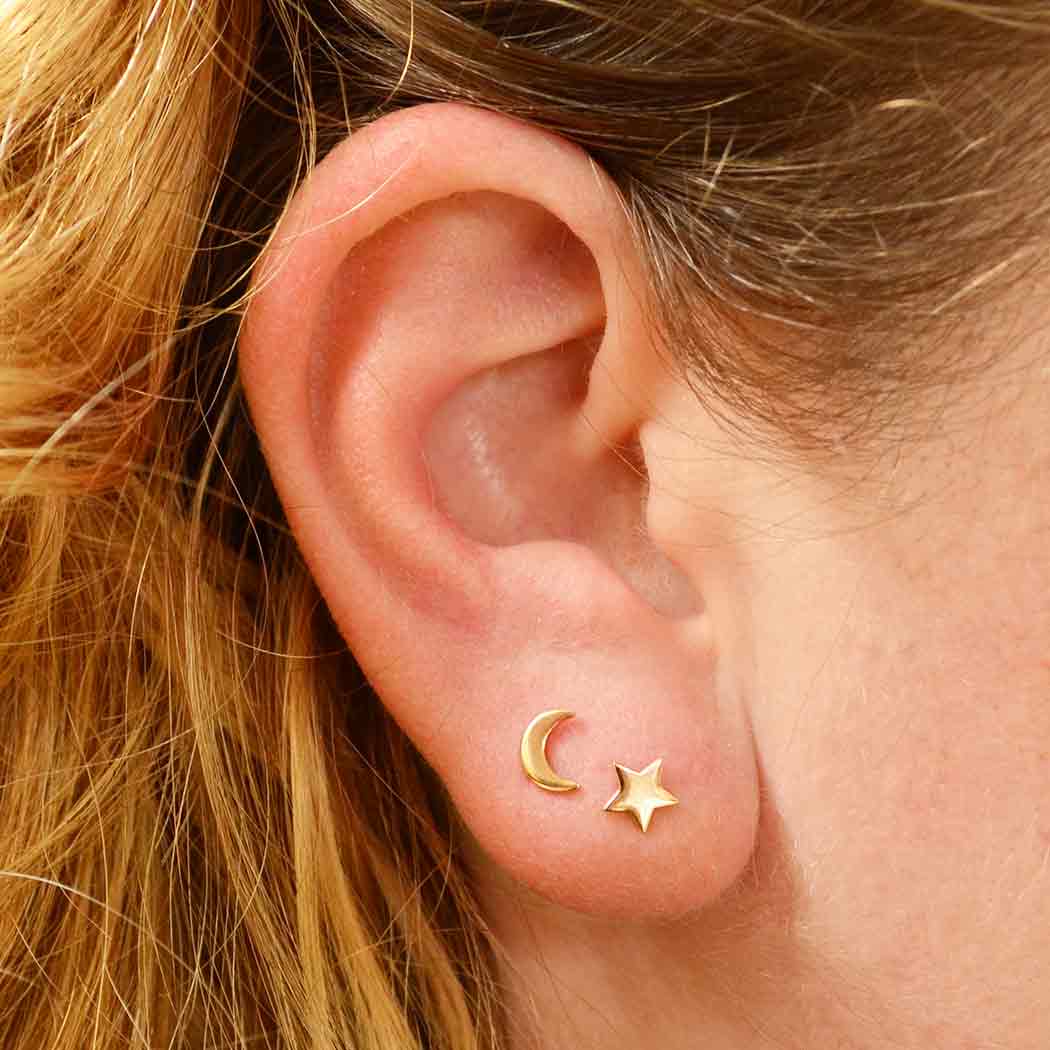 18K Rose Gold Plated Moon and Star Post Earrings 7x5mm  General Meta Stock Levels Images Related Products Details D